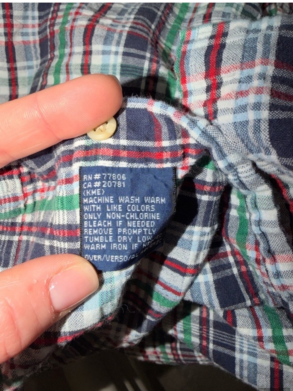 Tommy Hilfiger Boys Plaid Shirt L 10-12 Short Sleeve Logo Pocket - Picture 6 of 6